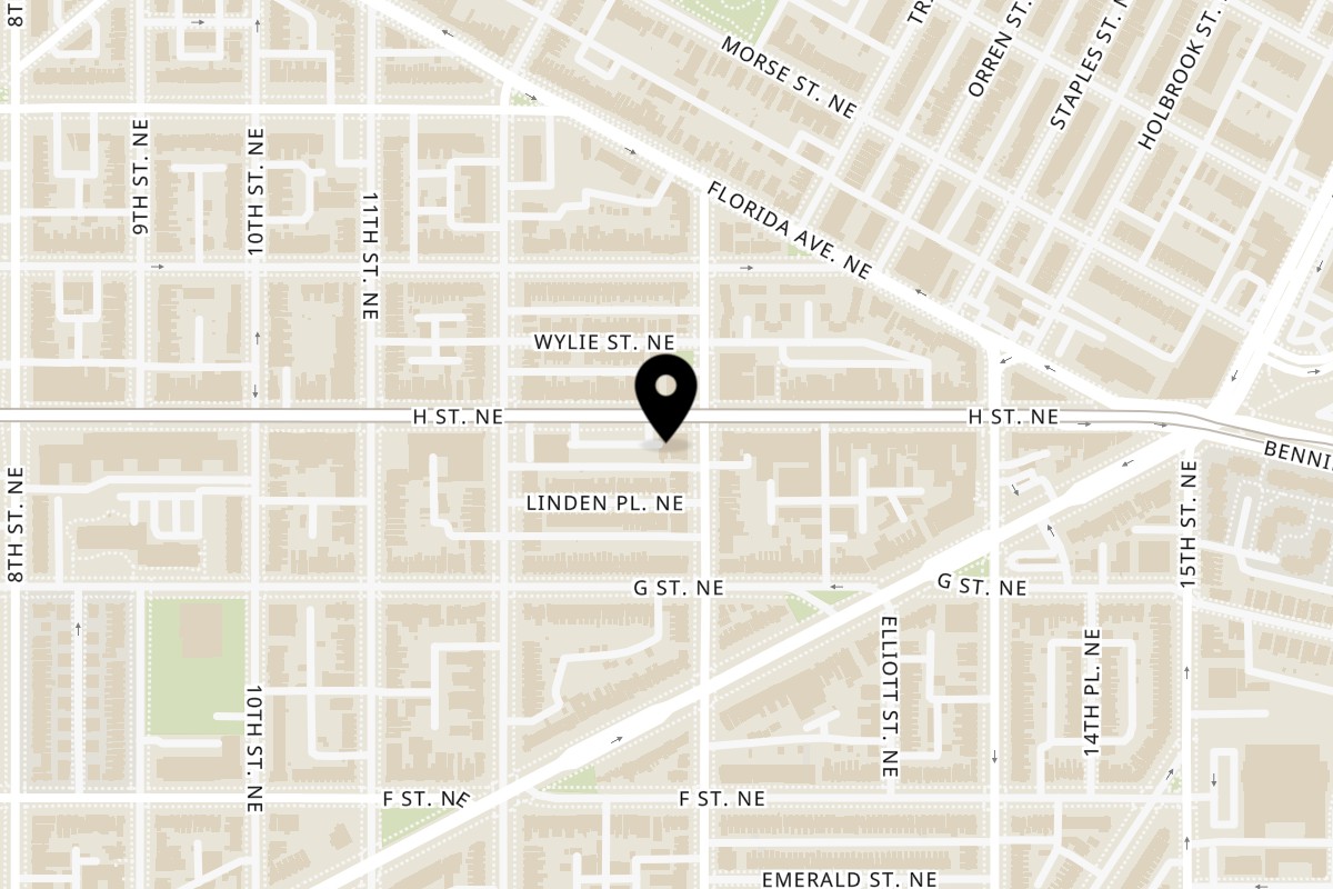 Map showing the location of Sushi Sato on 1245 H St NE in Washington